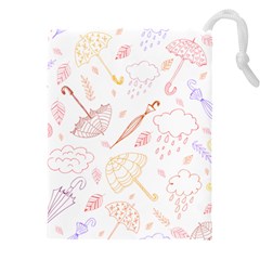 Weather Umbrella Rain Cloud Seamless Doodle Pattern Drawstring Pouch (4XL)