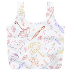 Weather Umbrella Rain Cloud Seamless Doodle Pattern Full Print Recycle Bag (XXXL)