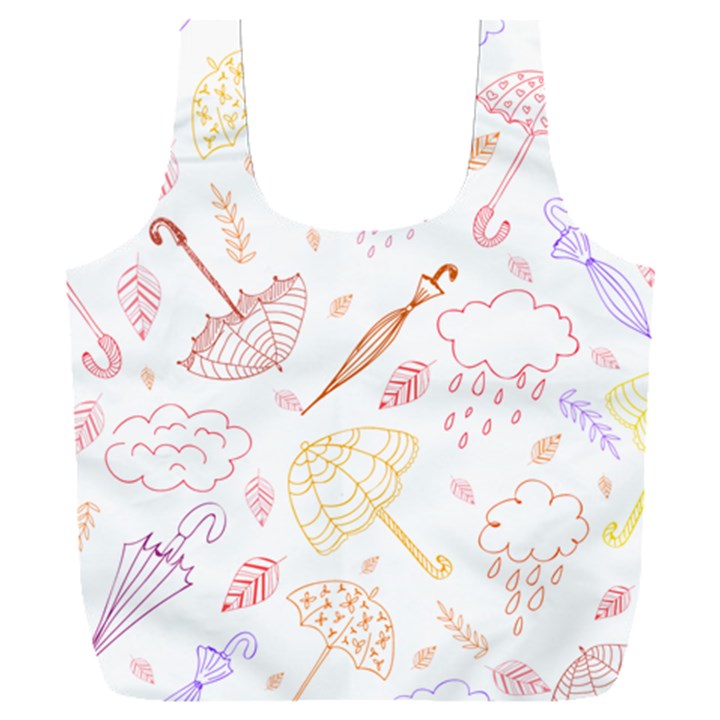 Weather Umbrella Rain Cloud Seamless Doodle Pattern Full Print Recycle Bag (XXXL)