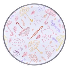 Weather Umbrella Rain Cloud Seamless Doodle Pattern Wireless Fast Charger(White)