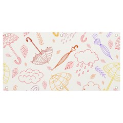 Weather Umbrella Rain Cloud Seamless Doodle Pattern Banner And Sign 4  X 2  by Jancukart