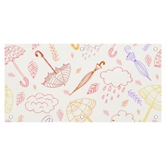 Weather Umbrella Rain Cloud Seamless Doodle Pattern Banner and Sign 6  x 3 