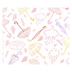 Weather Umbrella Rain Cloud Seamless Doodle Pattern One Side Premium Plush Fleece Blanket (Small)