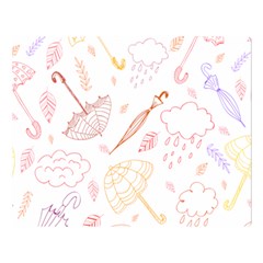 Weather Umbrella Rain Cloud Seamless Doodle Pattern One Side Premium Plush Fleece Blanket (Large)