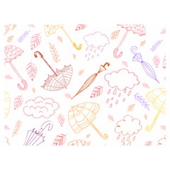 Weather Umbrella Rain Cloud Seamless Doodle Pattern Premium Plush Fleece Blanket (Extra Small)