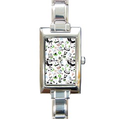 Giant Panda Bear Pattern Rectangle Italian Charm Watch