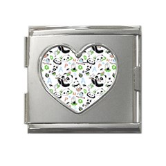 Giant Panda Bear Pattern Mega Link Heart Italian Charm (18mm)