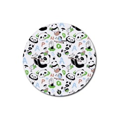 Giant Panda Bear Pattern Rubber Round Coaster (4 Pack) by Jancukart