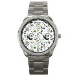 Giant Panda Bear Pattern Sport Metal Watch Front