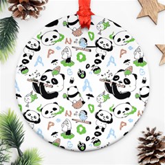 Giant Panda Bear Pattern Round Ornament (two Sides) by Jancukart