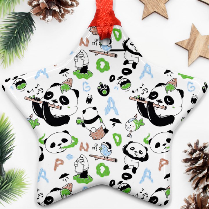 Giant Panda Bear Pattern Star Ornament (Two Sides)