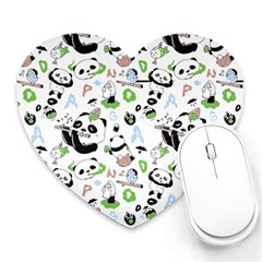 Giant Panda Bear Pattern Heart Mousepad by Jancukart