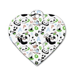 Giant Panda Bear Pattern Dog Tag Heart (two Sides) by Jancukart