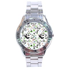 Giant Panda Bear Pattern Stainless Steel Analogue Watch by Jancukart