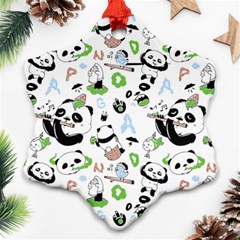 Giant Panda Bear Pattern Snowflake Ornament (two Sides)