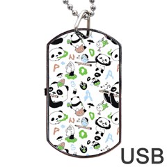 Giant Panda Bear Pattern Dog Tag Usb Flash (one Side)