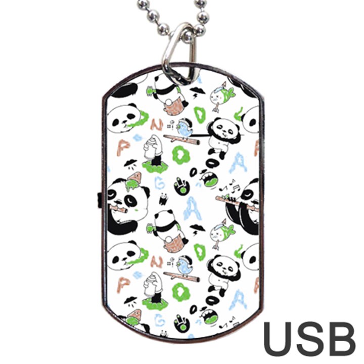 Giant Panda Bear Pattern Dog Tag USB Flash (Two Sides)