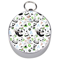 Giant Panda Bear Pattern Silver Compasses by Jancukart