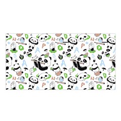 Giant Panda Bear Pattern Satin Shawl 45  X 80  by Jancukart