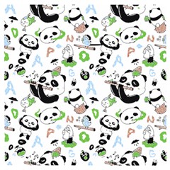 Giant Panda Bear Pattern Wooden Puzzle Square by Jancukart