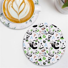 Giant Panda Bear Pattern Uv Print Round Tile Coaster by Jancukart