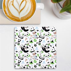 Giant Panda Bear Pattern Uv Print Square Tile Coaster  by Jancukart