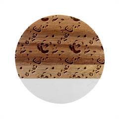 Giant Panda Bear Pattern Marble Wood Coaster (round)