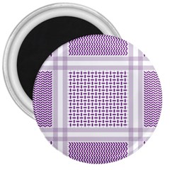 Square Purple Pattern Bead Purple Keffiyeh Purple Geometric Headdress Angle Violet Rectangle 3  Magnets by Jancukart