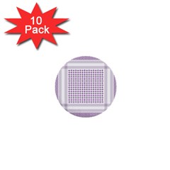 Square Purple Pattern Bead Purple Keffiyeh Purple Geometric Headdress Angle Violet Rectangle 1  Mini Buttons (10 Pack)  by Jancukart