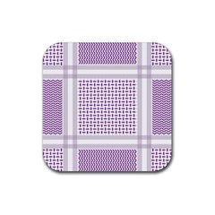 Square Purple Pattern Bead Purple Keffiyeh Purple Geometric Headdress Angle Violet Rectangle Rubber Coaster (square) by Jancukart