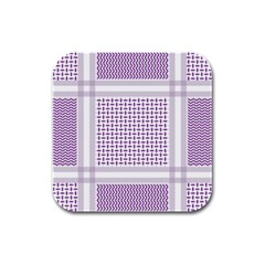 Square Purple Pattern Bead Purple Keffiyeh Purple Geometric Headdress Angle Violet Rectangle Rubber Square Coaster (4 Pack) by Jancukart