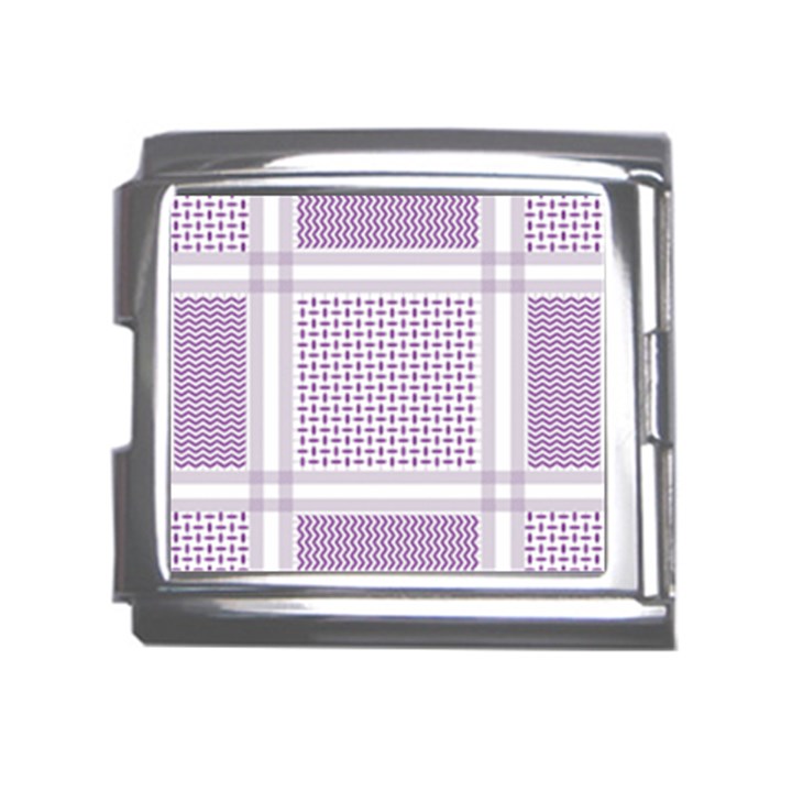 Square Purple Pattern Bead Purple Keffiyeh Purple Geometric Headdress Angle Violet Rectangle Mega Link Italian Charm (18mm)