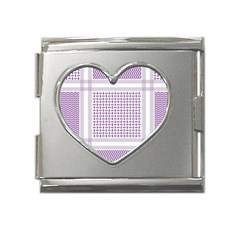 Square Purple Pattern Bead Purple Keffiyeh Purple Geometric Headdress Angle Violet Rectangle Mega Link Heart Italian Charm (18mm) by Jancukart