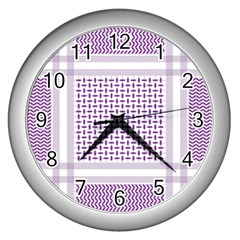 Square Purple Pattern Bead Purple Keffiyeh Purple Geometric Headdress Angle Violet Rectangle Wall Clock (silver) by Jancukart