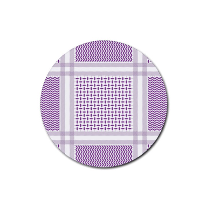 Square Purple Pattern Bead Purple Keffiyeh Purple Geometric Headdress Angle Violet Rectangle Rubber Coaster (Round)