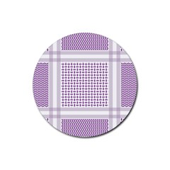 Square Purple Pattern Bead Purple Keffiyeh Purple Geometric Headdress Angle Violet Rectangle Rubber Round Coaster (4 Pack) by Jancukart