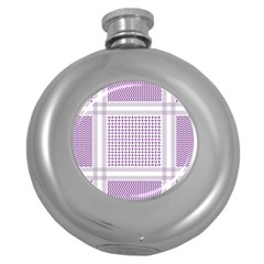 Square Purple Pattern Bead Purple Keffiyeh Purple Geometric Headdress Angle Violet Rectangle Round Hip Flask (5 Oz) by Jancukart