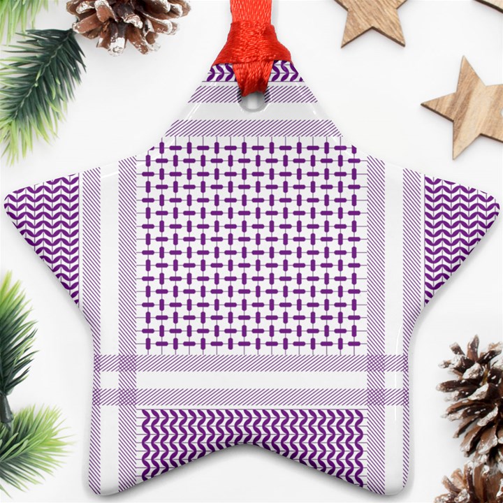 Square Purple Pattern Bead Purple Keffiyeh Purple Geometric Headdress Angle Violet Rectangle Star Ornament (Two Sides)