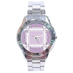 Square Purple Pattern Bead Purple Keffiyeh Purple Geometric Headdress Angle Violet Rectangle Stainless Steel Analogue Watch Front