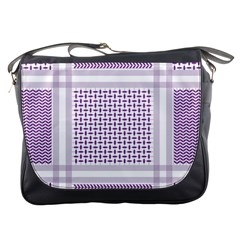 Square Purple Pattern Bead Purple Keffiyeh Purple Geometric Headdress Angle Violet Rectangle Messenger Bag by Jancukart