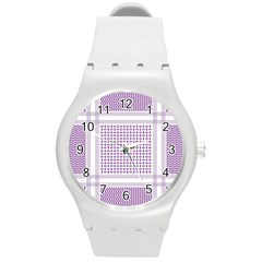 Square Purple Pattern Bead Purple Keffiyeh Purple Geometric Headdress Angle Violet Rectangle Round Plastic Sport Watch (m) by Jancukart