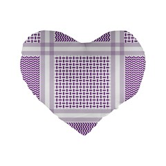 Square Purple Pattern Bead Purple Keffiyeh Purple Geometric Headdress Angle Violet Rectangle Standard 16  Premium Heart Shape Cushions