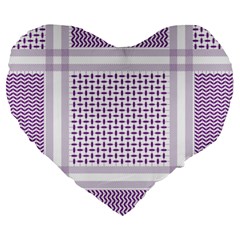 Square Purple Pattern Bead Purple Keffiyeh Purple Geometric Headdress Angle Violet Rectangle Large 19  Premium Heart Shape Cushions by Jancukart