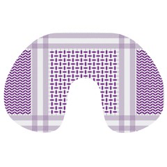 Square Purple Pattern Bead Purple Keffiyeh Purple Geometric Headdress Angle Violet Rectangle Travel Neck Pillow by Jancukart