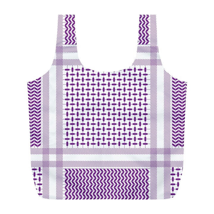 Square Purple Pattern Bead Purple Keffiyeh Purple Geometric Headdress Angle Violet Rectangle Full Print Recycle Bag (L)