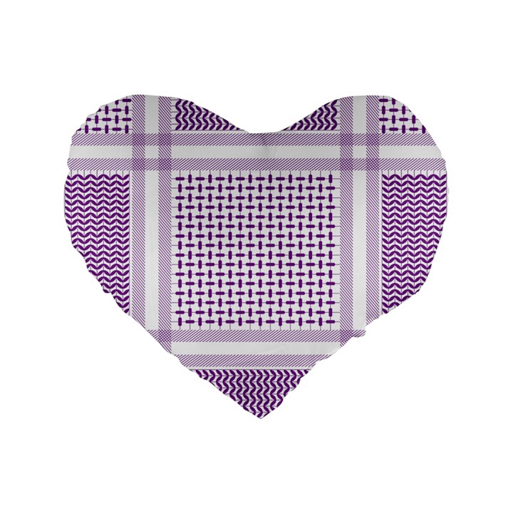 Square Purple Pattern Bead Purple Keffiyeh Purple Geometric Headdress Angle Violet Rectangle Standard 16  Premium Flano Heart Shape Cushions