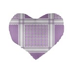 Square Purple Pattern Bead Purple Keffiyeh Purple Geometric Headdress Angle Violet Rectangle Standard 16  Premium Flano Heart Shape Cushions Back