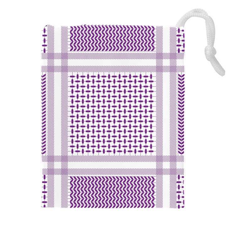 Square Purple Pattern Bead Purple Keffiyeh Purple Geometric Headdress Angle Violet Rectangle Drawstring Pouch (5XL)