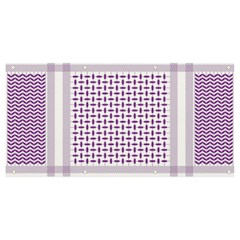 Square Purple Pattern Bead Purple Keffiyeh Purple Geometric Headdress Angle Violet Rectangle Banner And Sign 8  X 4  by Jancukart