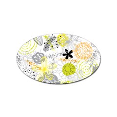 Doodle Flowers Hand Drawing Pattern Sticker (oval)